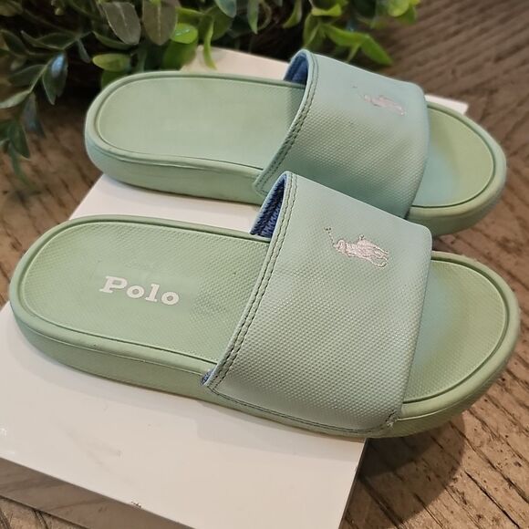 Polo Ralph Lauren Mint Green Slides Size 11 - Picture 2 of 8